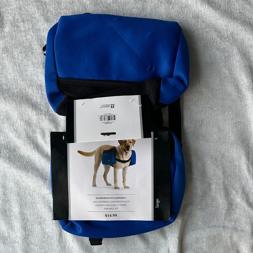 Dog Saddlebag by Dicken’s Closet Water-Resistant Blue Large NWT